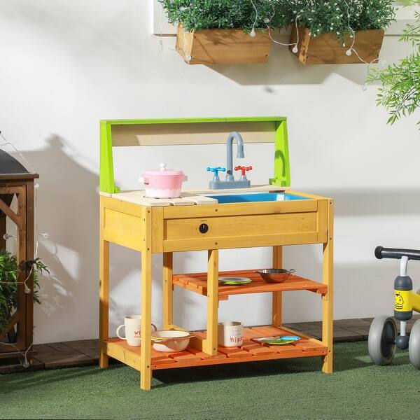 slide 2 of 9, Wooden Outdoor Kitchen Playset for Kids Kitchens