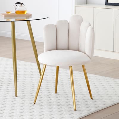 Modern Velvet Dining Chairs Set of 2,Upholstered Woven Dining Chair with Golden Metal Legs,for Dining Room, Kitchen
