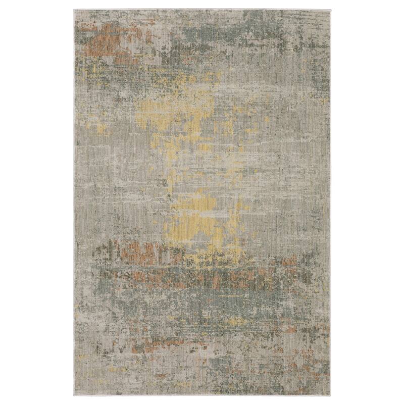 Melody Distressed Abstract Grey/ Multi Area Rug - 6'7" x 9'6"