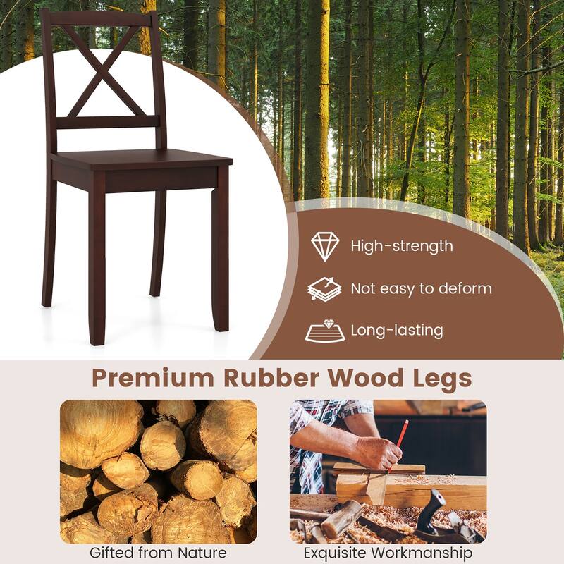 Gymax Dining Chair Set of 4 Kitchen Side Chairs w/ Rubber Wood Legs &