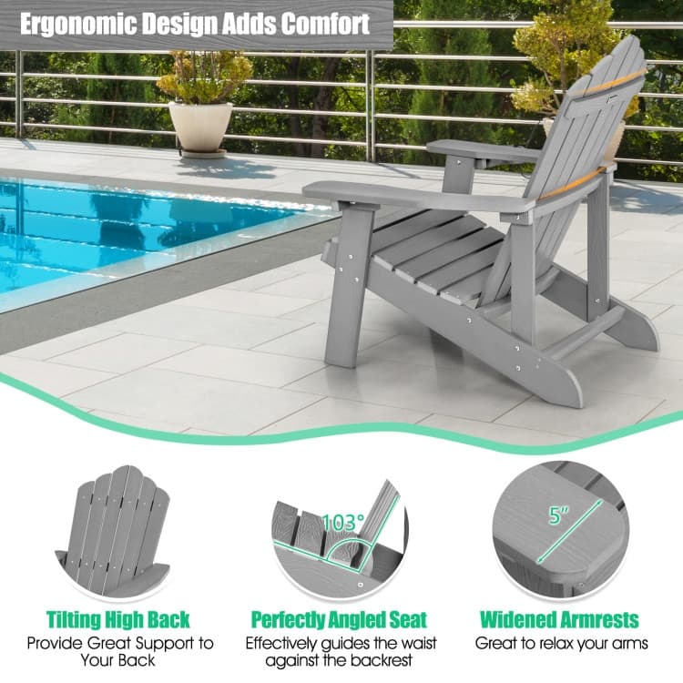 Weather Resistant HIPS Outdoor Adirondack Chair with Cup Holder - 33.4" x 30" x 37"