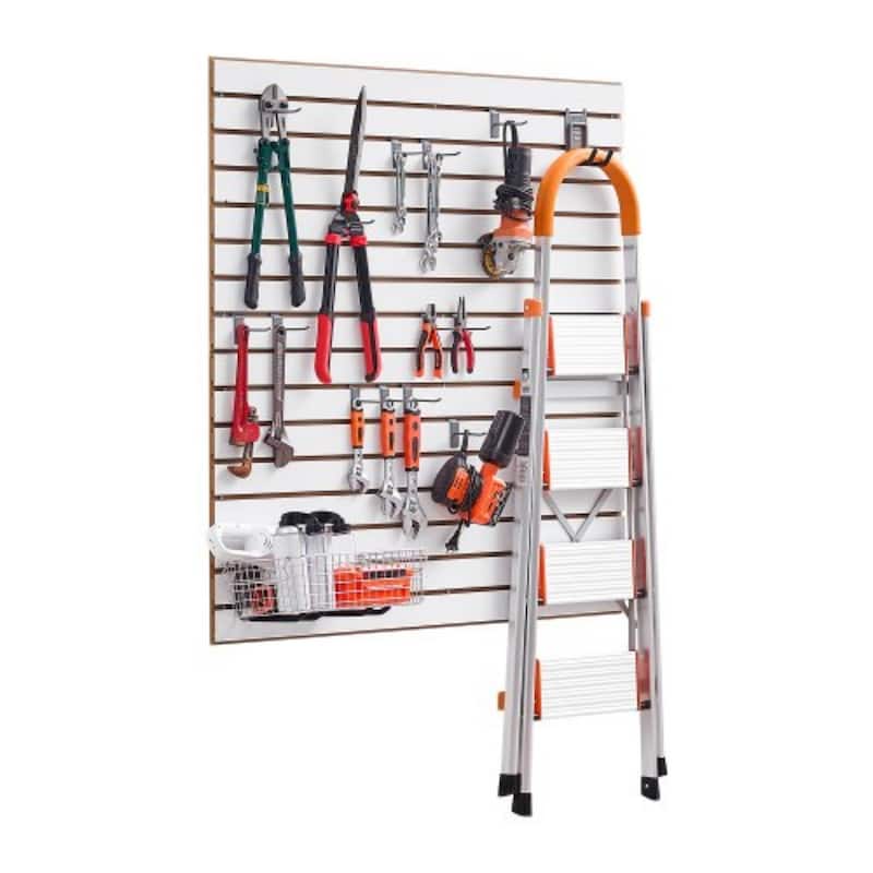 4 x 4 Feet MDF Garage Slat Wall Panel with Modular Design Ideal for Use in Workshops and other Space - 48" x 48" x 0.70" - White