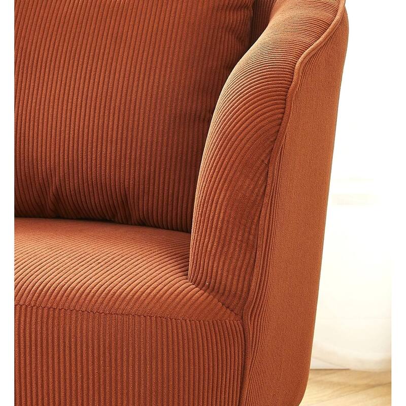 US Pride Furniture Modern Channel Corduroy Velvet Accent Chair with Black Metal Legs
