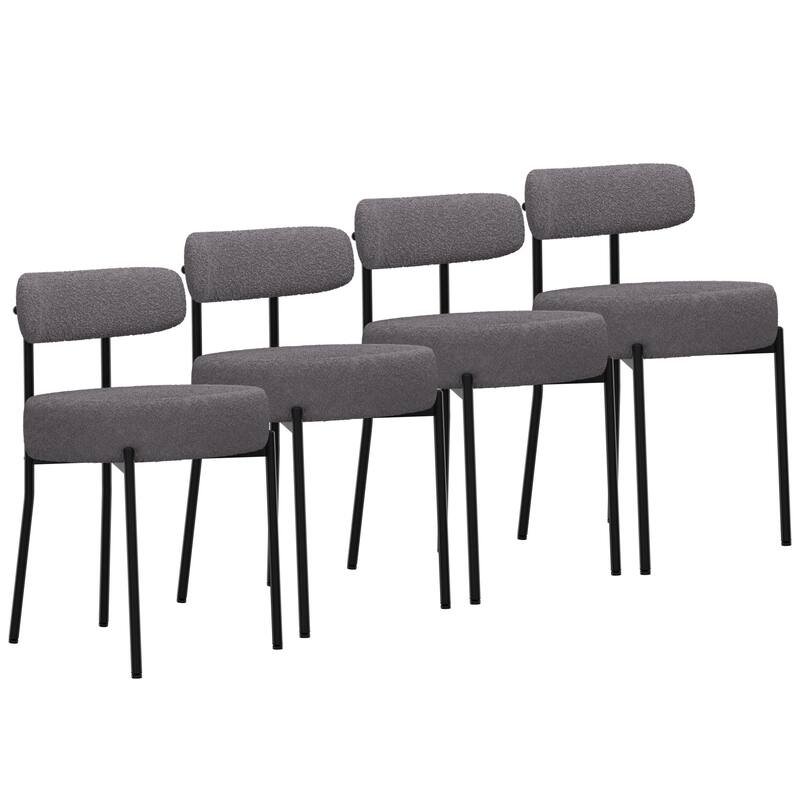 XINMICS Upholstered Boucle Dining Chairs with Black Metal Legs