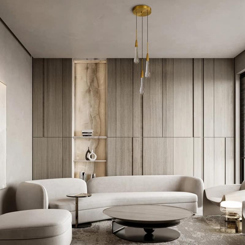 KAYLA Raindrop Chandelier, Modern Glass Pendant Light, Bulb Included