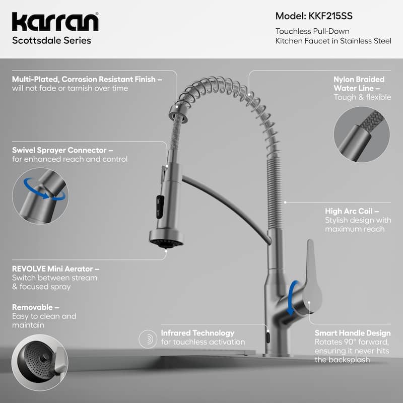 Karran Scottsdale Touchless Single-Handle Pull-Down Sprayer Kitchen Faucet
