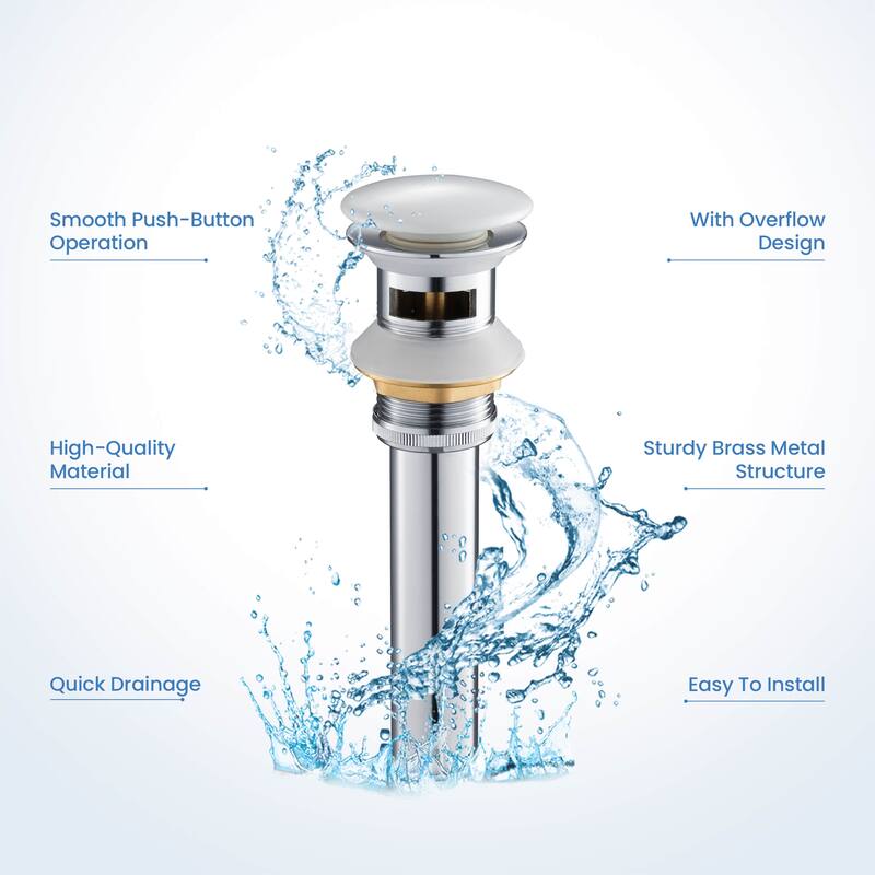 Bathroom Sink Pop Up Drain Stopper Full Cover with overflow