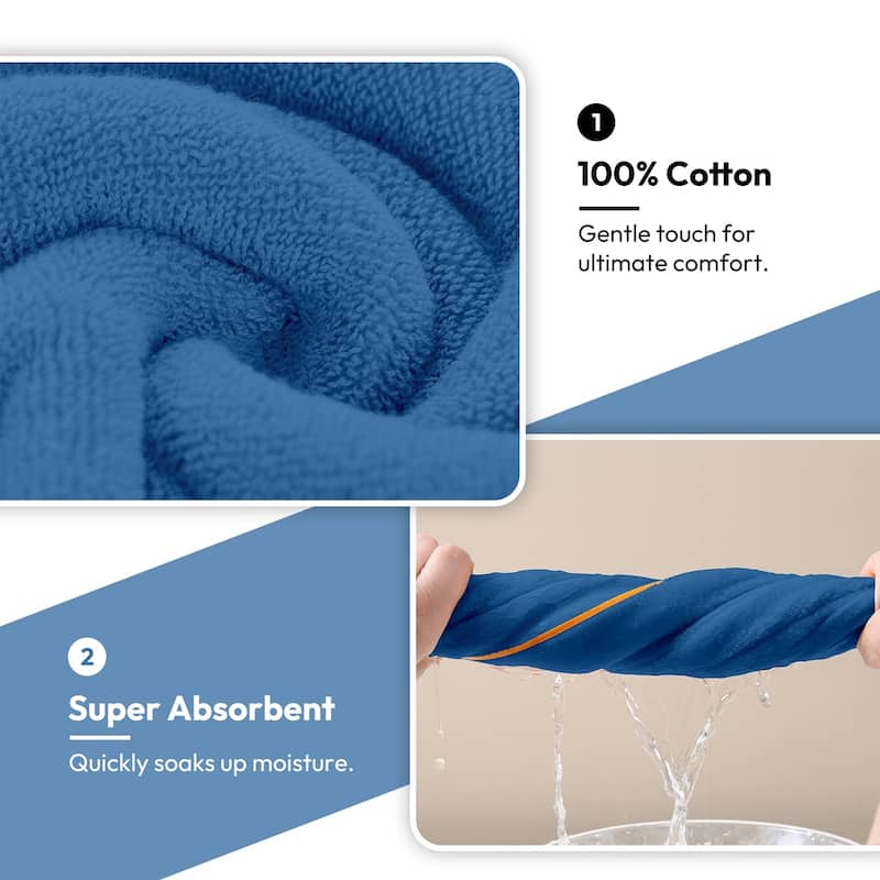 JML 8-Piece Cotton Bath Towel Set - Hotel Quality Bathroom Towels