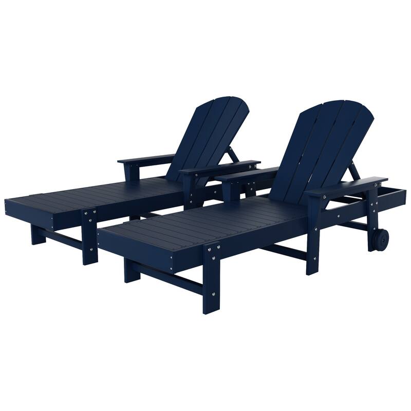 Polytrends Laguna Hdpe All Weather Outdoor Patio Pool Reclining Chaise Lounge With Arms And Wheels (Set Of 2)