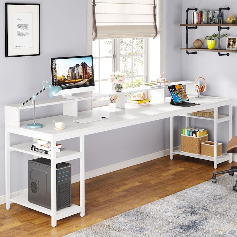 Two-Person Computer Desk - White