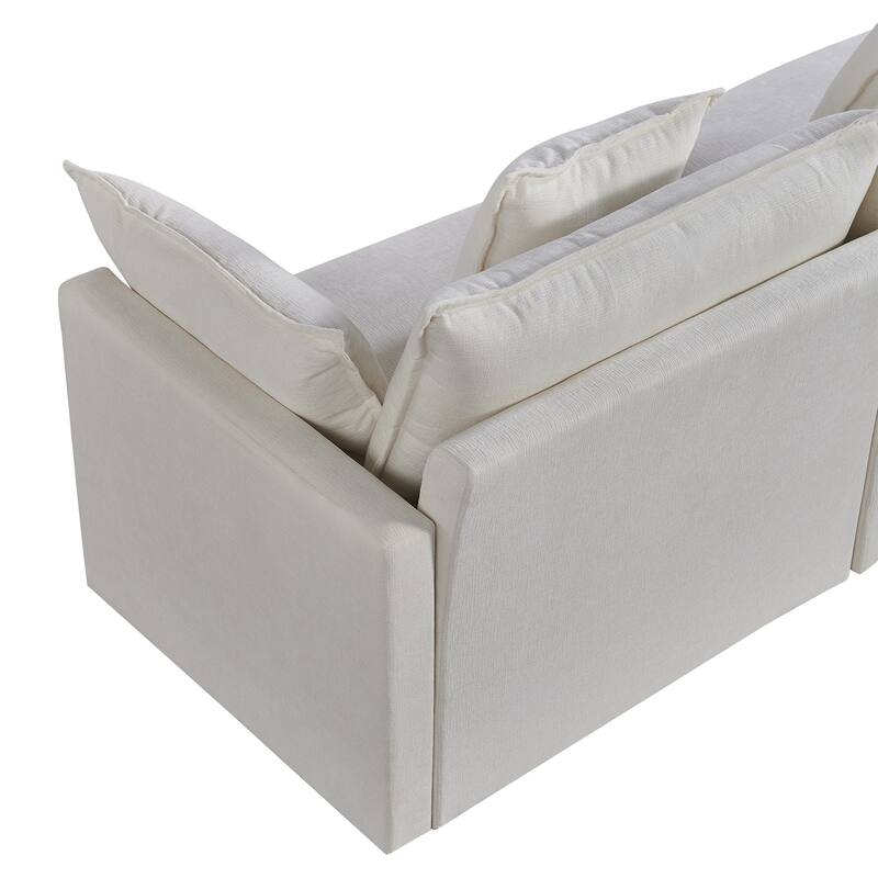 108.66" L-Shaped 4-Seater Sectional Sofa with Convertible Chaise and Ottoman, Spacious Cloud Couch Design