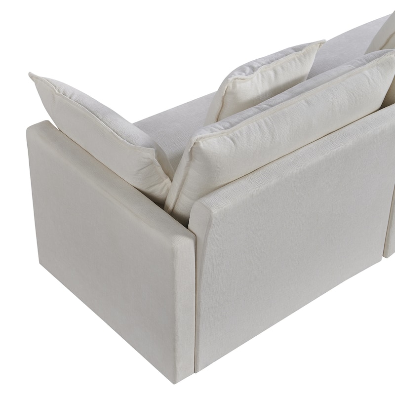 108.66" L-Shaped 4-Seater Sectional Sofa with Convertible Chaise and Ottoman, Spacious Cloud Design