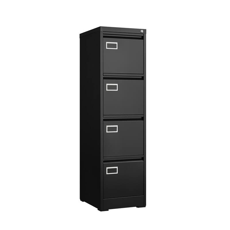 Modern 4-Drawer File Cabinet, Vertical Filing Cabinet with Lock, Silent Slides and Anti-Tilt Design, for Home Office