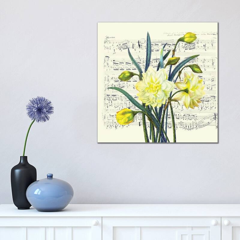 iCanvas "Daffodils Spring Music Shabby Chic" by Seven Sirens Studios Canvas Print - 18x18x1.5