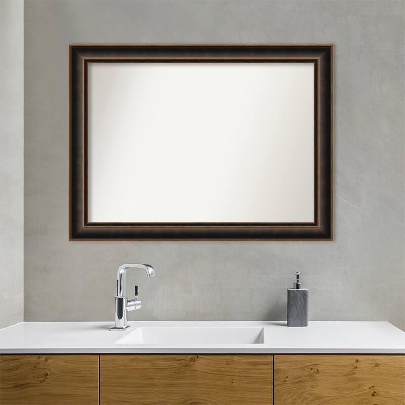 Villa Oil Rubbed Bronze Non-Beveled Wood Framed Bathroom Vanity Wall Mirror - Villa Oil Rubbed Bronze