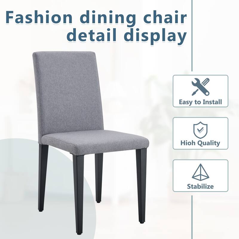 Roomfitters PU Dining Chairs with Black Legs, Simple and Comfortable Upholstered Set of 4 for Kitchen or Living