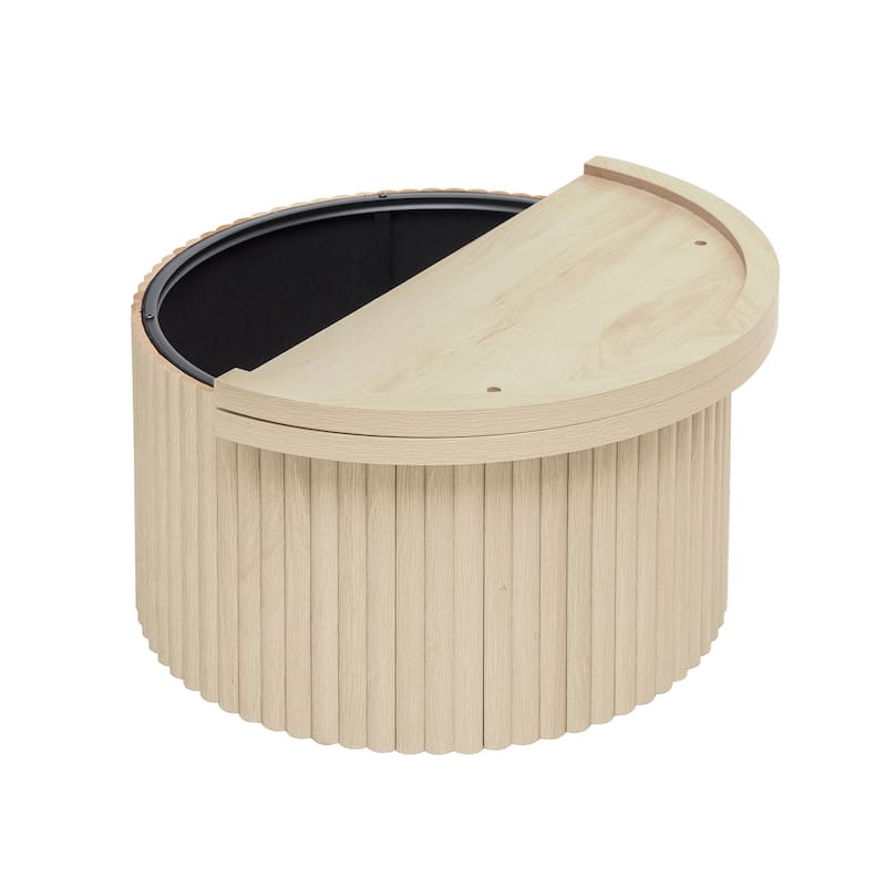 GDF Studio - Modern Metal Base Round Coffee Table with Flip-Top Storage