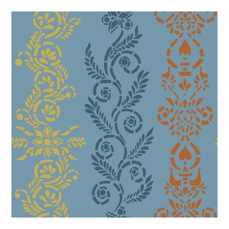 Borastapeter Anja Blue Ornate Stripe Wallpaper - 20.9 x 396 x 0.025