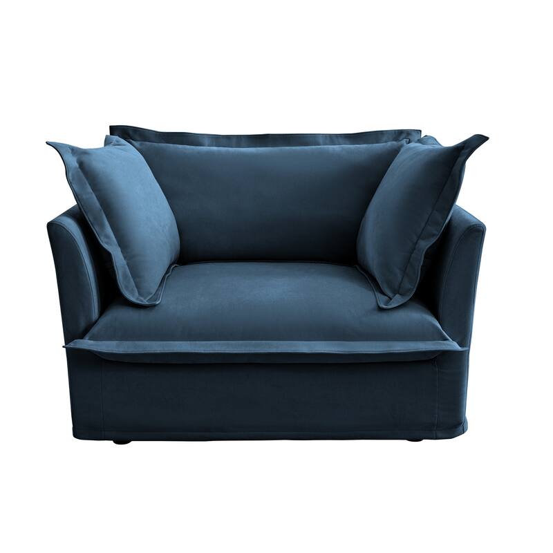 Chenille Slipcovered Armchair with Deep Seat & 3 Pillows (300lb Capacity)