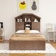 preview thumbnail 24 of 69, Wooden platform bed with house shaped storage headboard and drawers Walnut - Twin