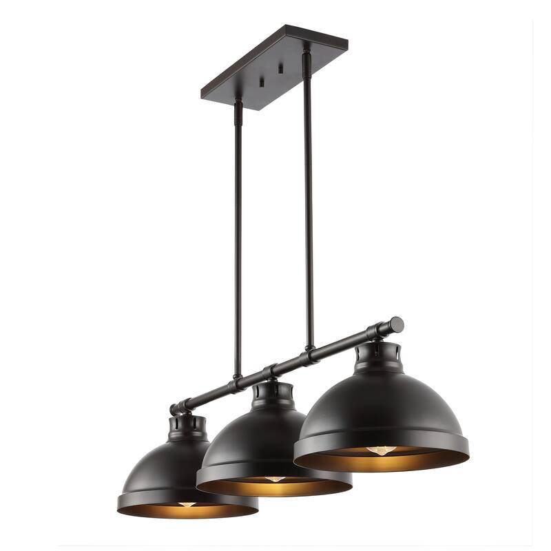 Levi 36" 3-Light Industrial Farmhouse Iron Linear LED Pendant, Oil Rubbed Bronze by JONATHAN Y - 3 Light