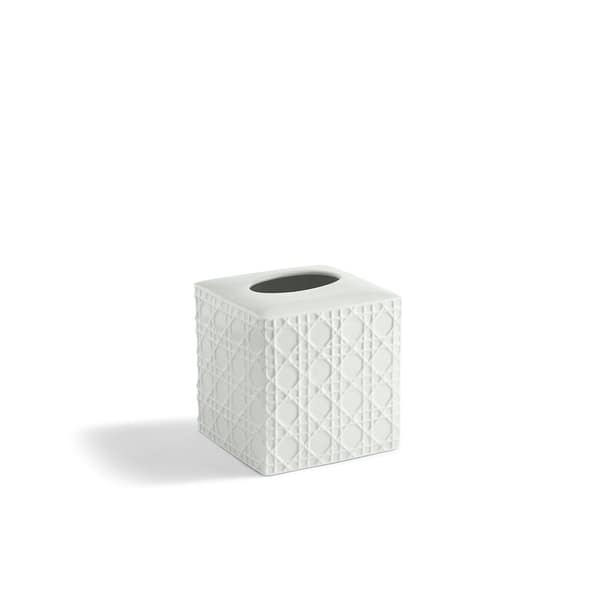 Kassatex Rattan Bathroom Accessory Collection - White Tissue Holder