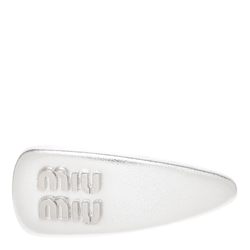 Miu Miu Nappa Leather Hair Clip - Silver