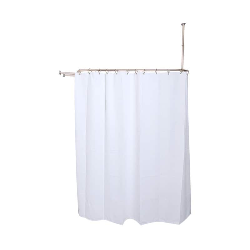 Utopia Alley Rustproof Aluminum Hoop Oval Shower Rod, 54 Inch Extra Large Size by 26 Inch, with White Shower Curtain 180x70 inch