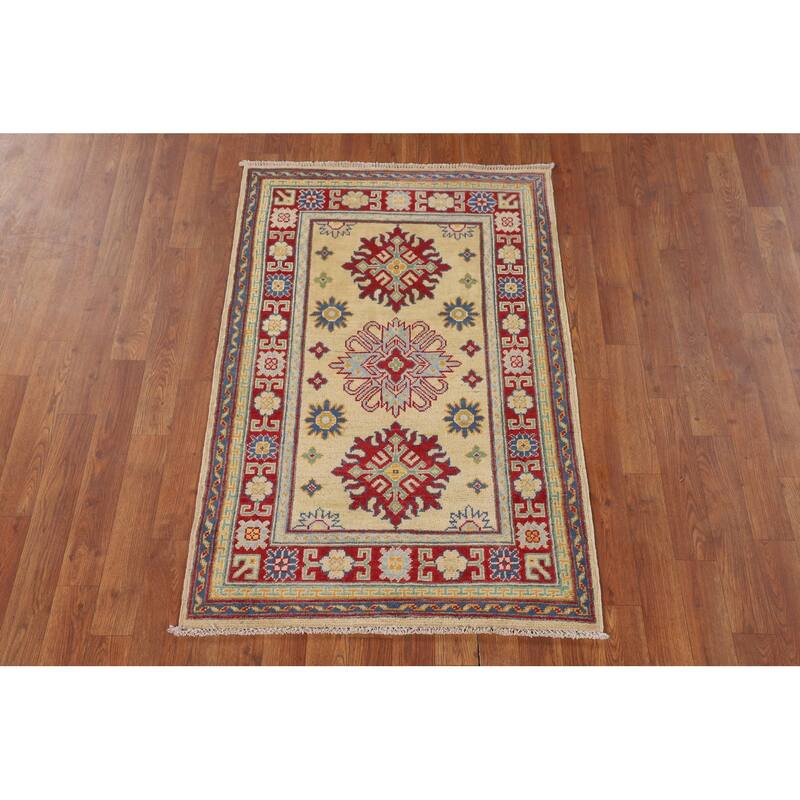 Yellow Kazak Oriental Accent Rug Handmade Wool Carpet - 2'9" x 4'3"