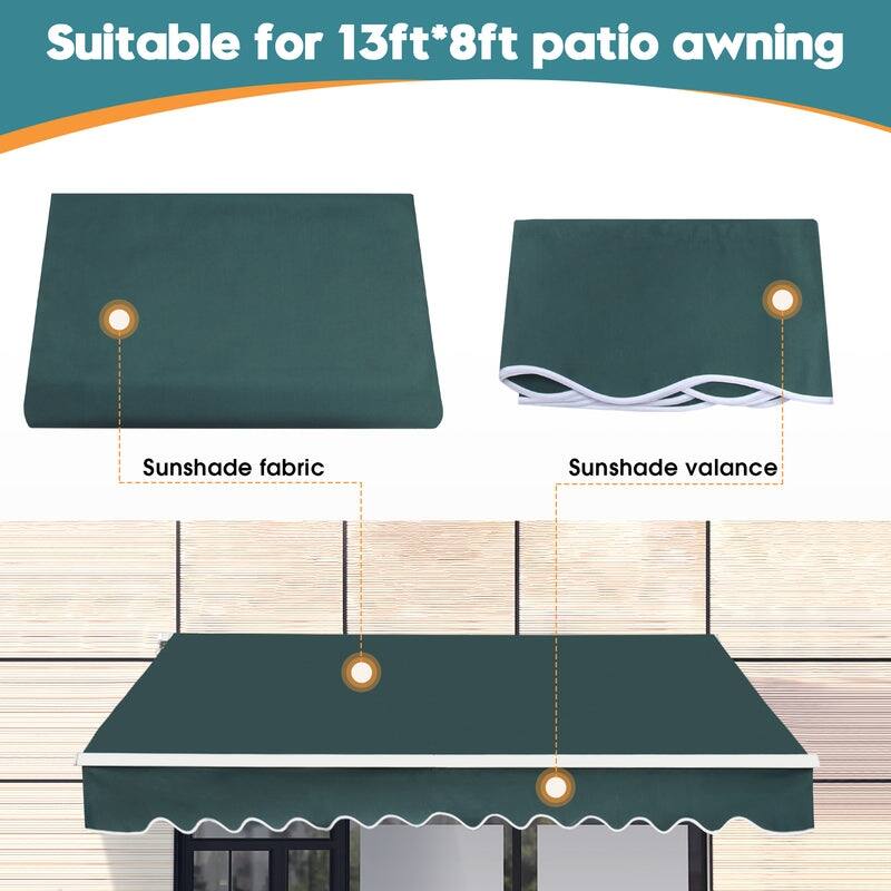Patio Awning 13x8 Feet Fabric Replacement Sunshade Canopy