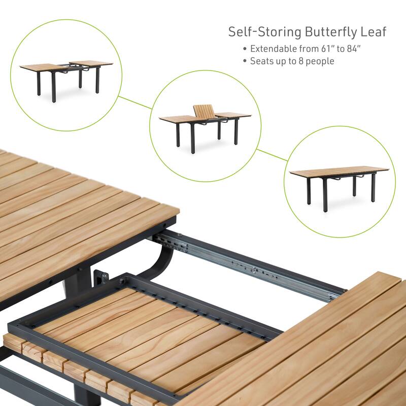 Mackay Teak Extendable & Reclining Outdoor Dining Set for 6 People