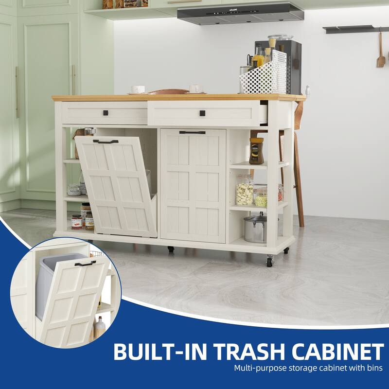 Moasis Rolling Kitchen Island with Storage & Drawers