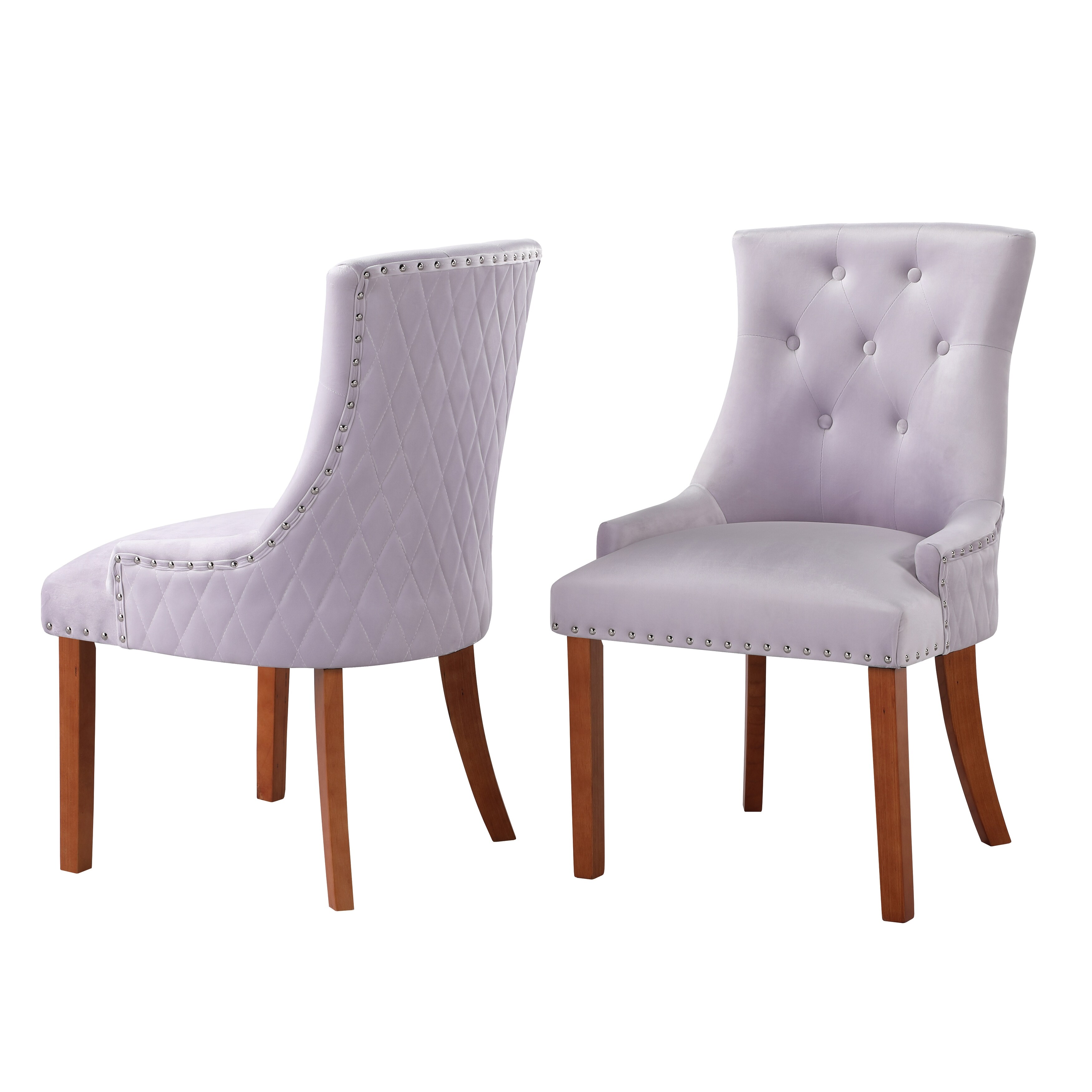 Silver Orchid Flohr Tufted Velvet Dining Chairs Set of 2 On