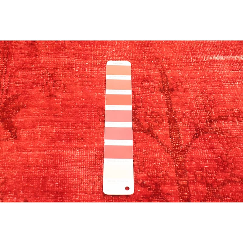 ECARPETGALLERY Hand-knotted Color Transition Patchwork Red Wool Rug - 8'1 x 9'10