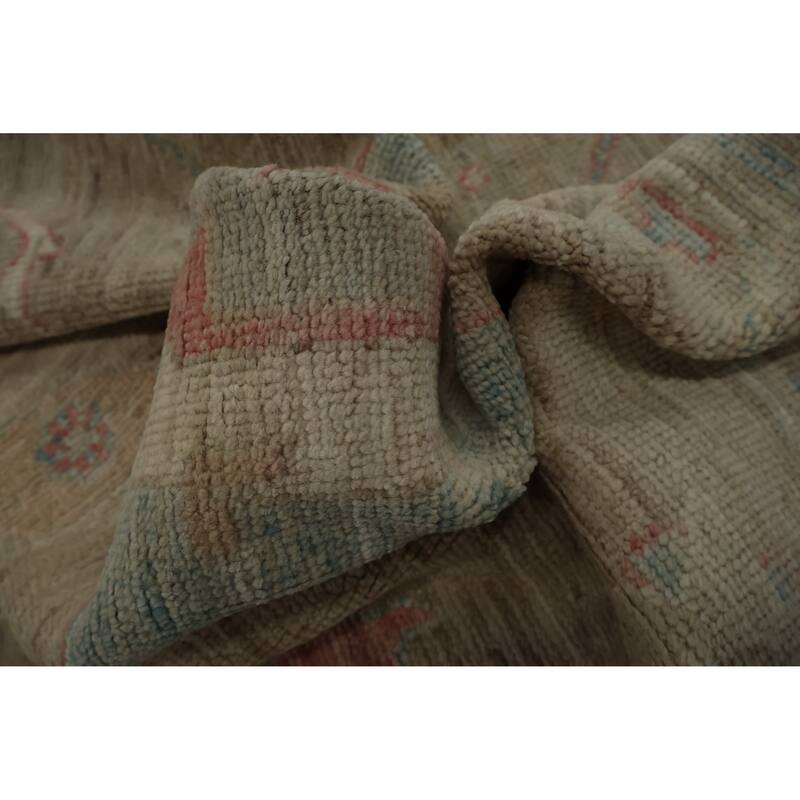 Hand Knotted Oriental 100% Wool Carpet Transitional All-Over Brown Oushak Area Rug - 12' 0'' X 9' 0''
