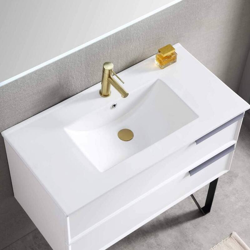 Blossom 36" Wall-Mounted Bathroom Vanity with Ceramic Sink