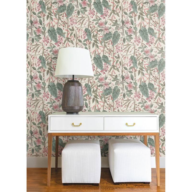 A-Street Prints Kalina Teal Floral Fruits Wallpaper