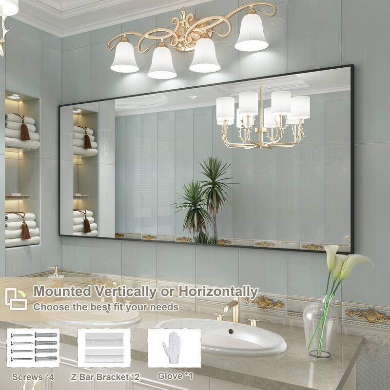 QuivaraView Wall Mounted Aluminum Frame Bathroom Vanity Mirror