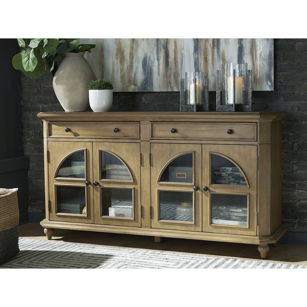 Signature Design by Ashley Barlomore Brown Accent Cabinet - 68" W x 18" D x 36" H