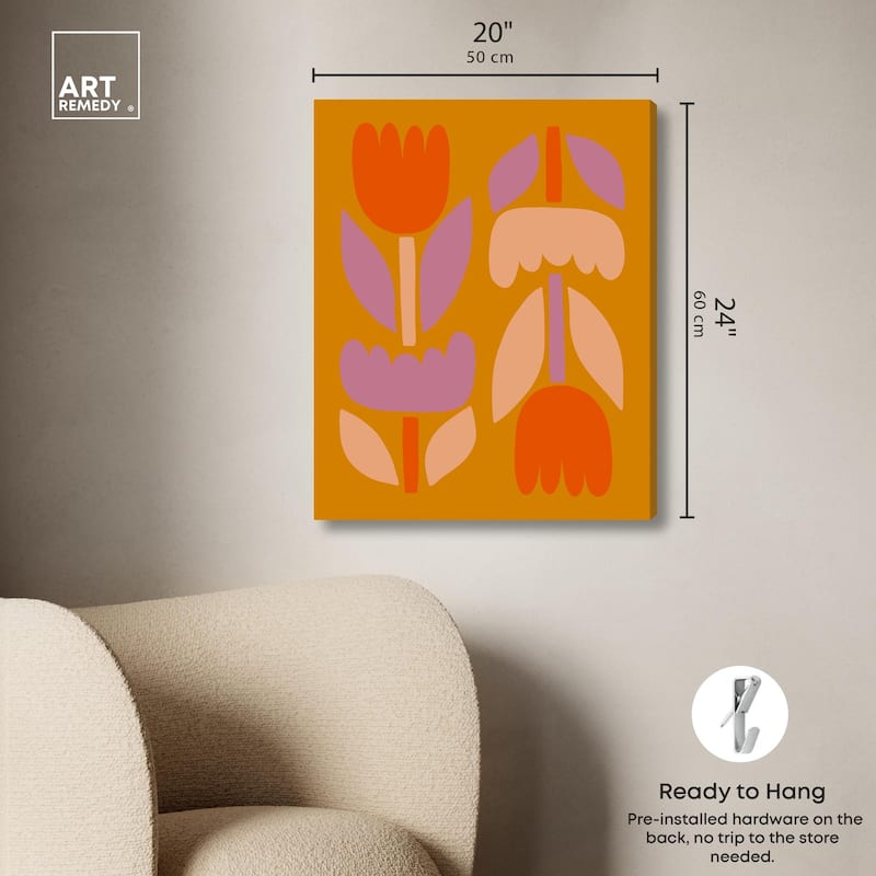 Tulips in Ochre Land Canvas by Art Remedy, Gallery Wrapped