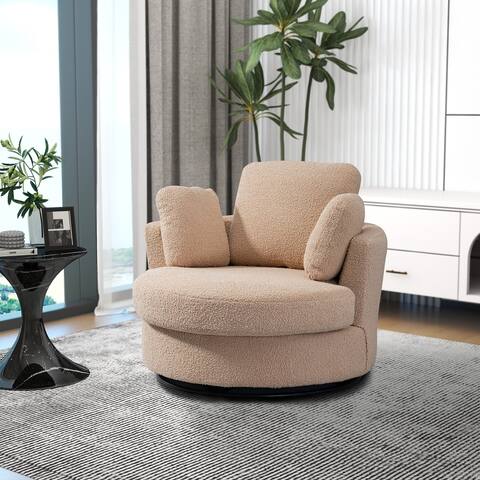 Swivel Accent Barrel Chair and Half Swivel Sofa with 3 Pillows Swivel Round Sofa