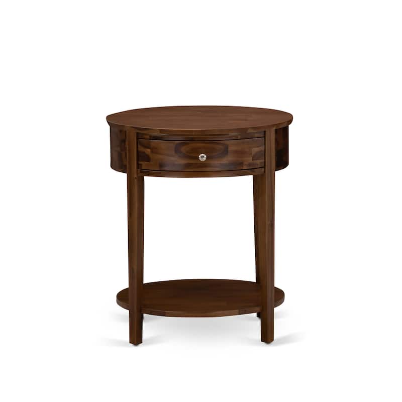 East West Furniture Mid Century Modern Nightstand with 1 Wood Drawer, Stable and Sturdy Constructed -(Finish Option)
