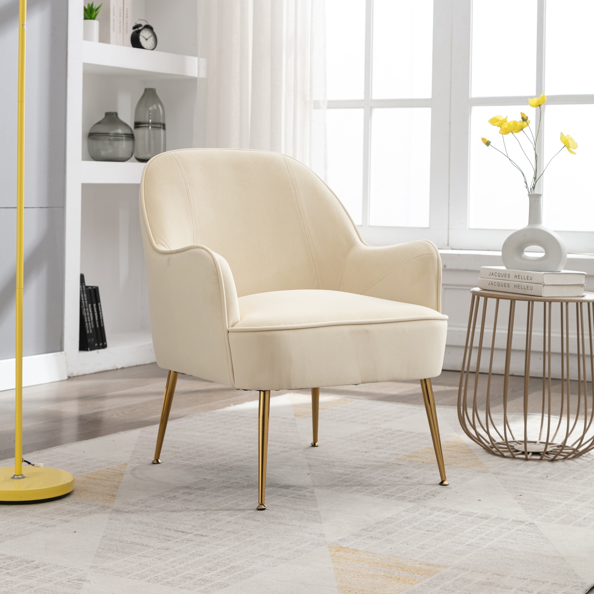Accent Living Room TV Chair Cream White Single Modern Soft Bedroom