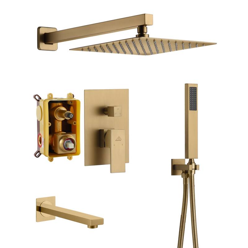 3 Function 10" Wall Mounted Dual Shower Heads Shower System With Tub Spout