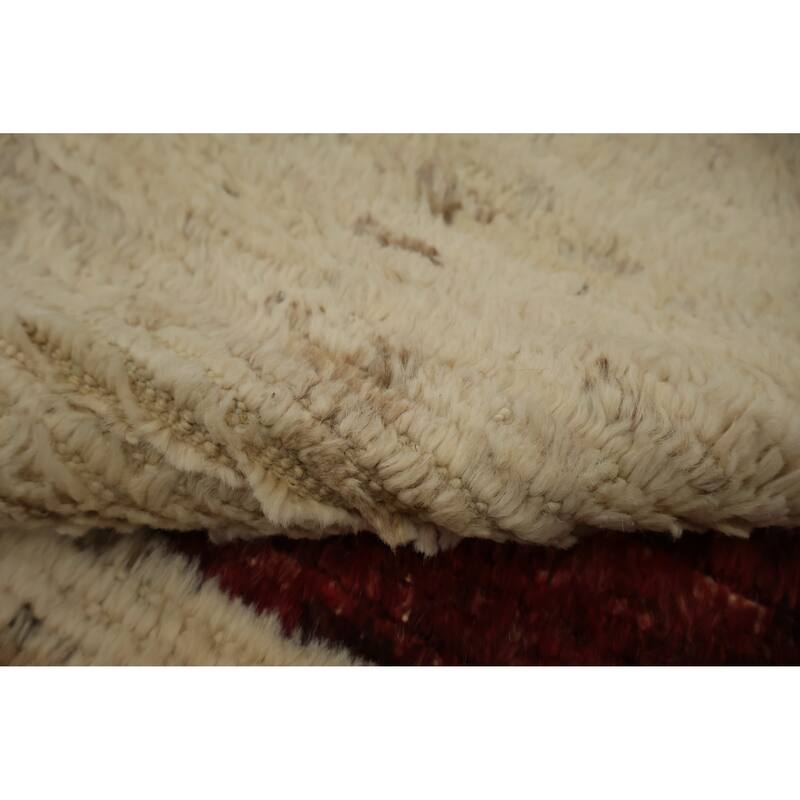 Hand Knotted Oriental 100% Wool Carpet Modern Geometric Beige & Ivories Moroccan Area Rug - 9' 10'' X 8' 3''