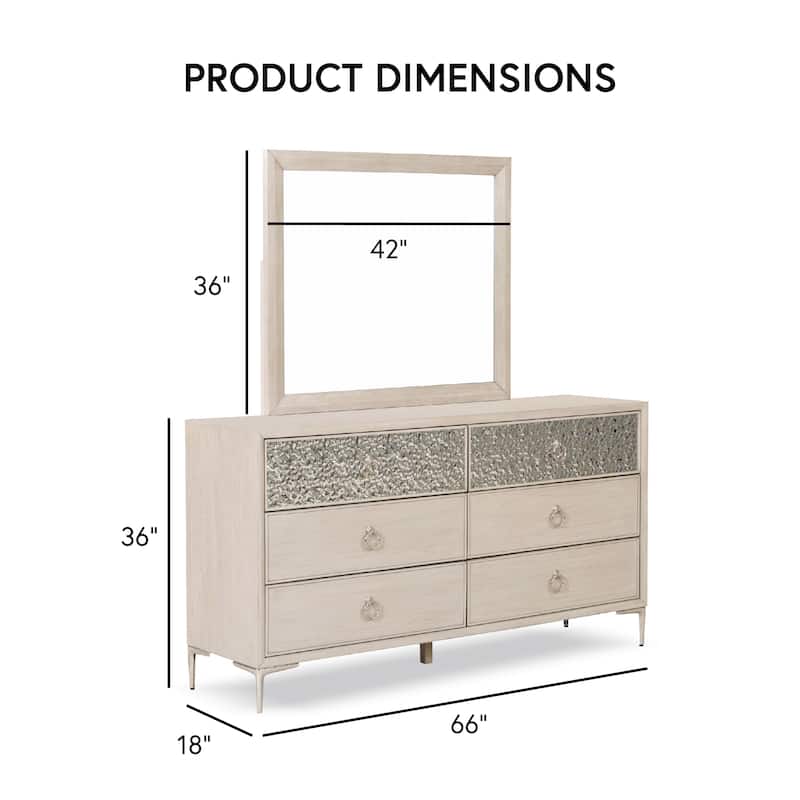 Furniture of America Fable Modern 2-Piece Solid Wood Dresser and Mirror Set