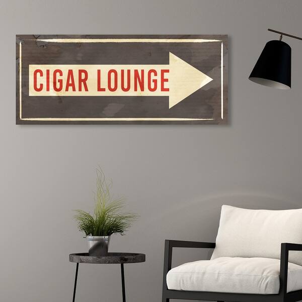 slide 2 of 8, Oliver Gal 'Cigar Lounge Sign' Typography and Quotes Wall Art Canvas Print - Gray, Red