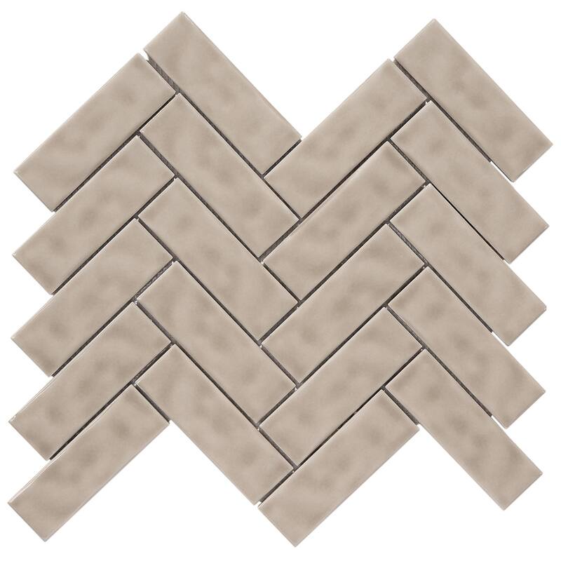 Forio 1.35" x 4.35" Herringbone Glossy Porcelain Mosaic Tile - 5 sheets (4.50 sf) - Brown