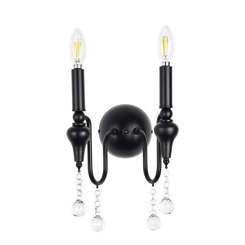 2 - Light Simple Round - Based Wall Sconce - Matte Black
