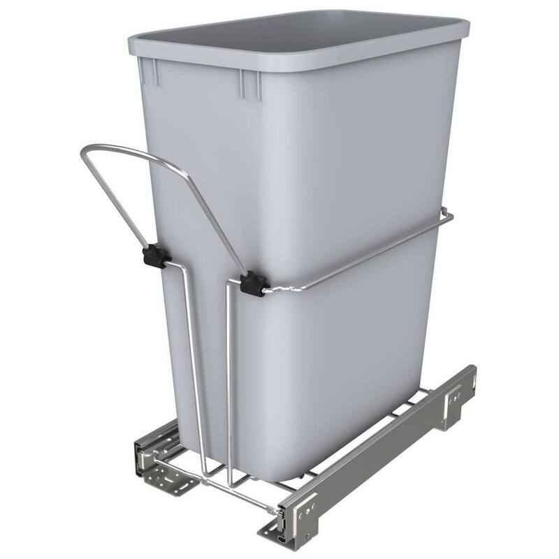 Rev-A-Shelf RUKD Series Bottom Mount Single Bin Trash Can - 32 Quart - Gray